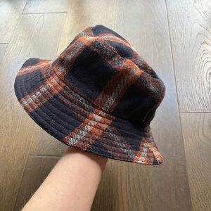 Plaid Navy Blue and Orange Bucket Hat
